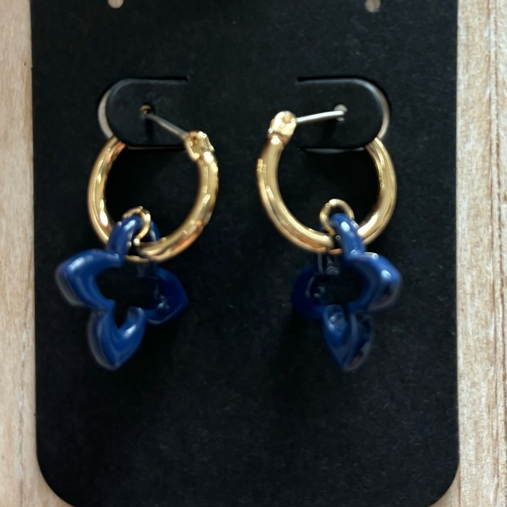 Women’s Go Earrings in Navy & Gold not 14K Gold